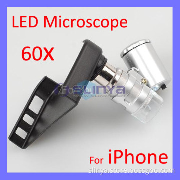 60x Zoom Camera Micro Microscope Lens 2 Night LED 1 UV Light for iPhone 4 4s New (SL-211)